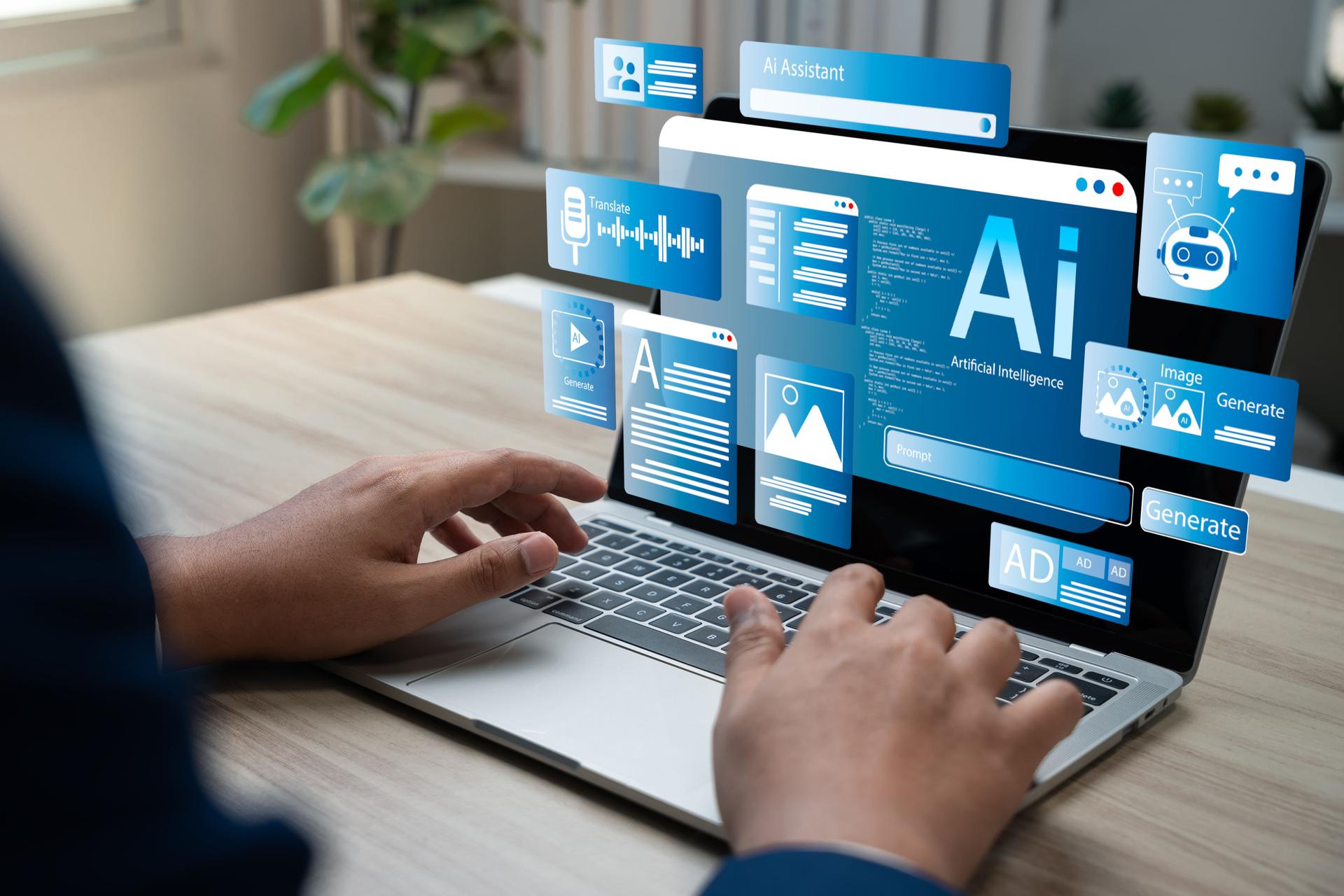 Businessman use artificial intelligence AI technology for enhanced work efficiency data analysis and efficient tools, Unlocking work potential with AI solutions chatbot help solve work problems.